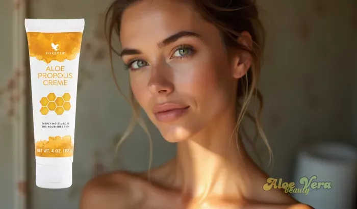 Soin naturel Aloe Propolis Crème utilisé pour nourrir la peau et révéler un teint lumineux et harmonieux